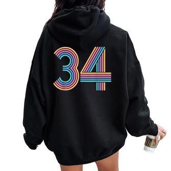 Number 34 Thirty-Four Anniversary & 34Th Birthday Women Oversized Hoodie Back Print - Monsterry AU