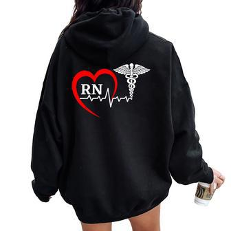 Nurses Day Caduceus Nurse Week 2023 Heartbeat Medical Rn Women Oversized Hoodie Back Print - Monsterry CA