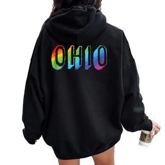 Ohio Lgbtq Pride Rainbow Pride Flag Women Oversized Hoodie Back Print - Monsterry CA