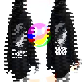 Old Skool Retro Dance Rainbow Happy Face Bright Style Women Oversized Hoodie Back Print - Thegiftio UK