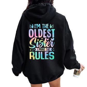 Oldest Sister I Make The Rules Matching Sister Women Oversized Hoodie Back Print - Monsterry