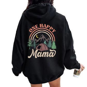 One Happy Mama Happy Camper Matching Family First Birthday Women Oversized Hoodie Back Print - Seseable