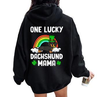 One Lucky Dachshund Mama Dog St Patrick's Day Women Oversized Hoodie Back Print | Mazezy UK