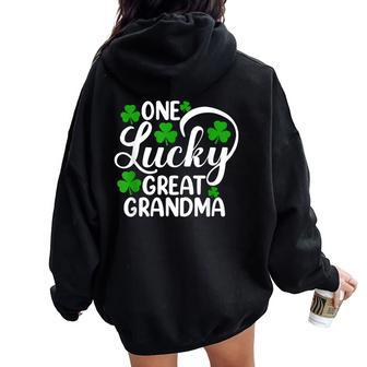 One Lucky Great Grandma St Patrick's Day Shamrocks Women Oversized Hoodie Back Print - Seseable