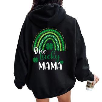One Lucky Mama Leopard Print Rainbow St Patrick’S Day Women Oversized Hoodie Back Print - Monsterry CA