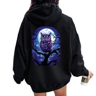 Owl Moon Graphic Girls Boys Women Oversized Hoodie Back Print | Mazezy DE