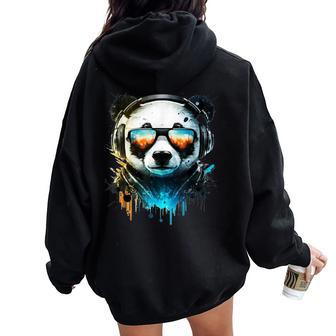 Panda Music Dj Controller Gaming Panda Women Oversized Hoodie Back Print - Thegiftio UK