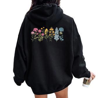 Pansexual Subtle Wildflowers Pan Pride Lgbt Month Pan Flower Women Oversized Hoodie Back Print - Monsterry