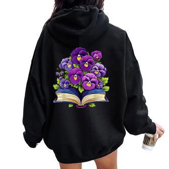 Pansies Flowers Book Pansy Floral Women Oversized Hoodie Back Print - Thegiftio UK