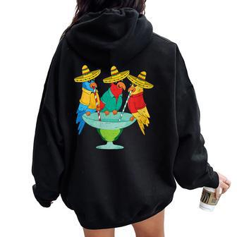 Parrot Cinco De Mayo Drinking Tequila Mexican Fiesta Women Oversized Hoodie Back Print - Monsterry AU