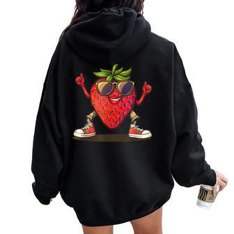 Partying Strawberry Costume For Boys And Girls Women Oversized Hoodie Back Print - Seseable
