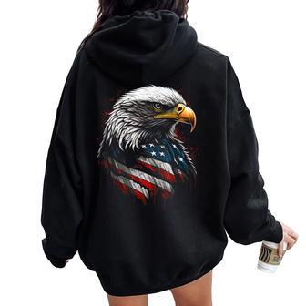 Patriotic Eagle Us American Flag 4Th Of July Boys Women Oversized Hoodie Back Print - Seseable