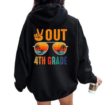 Peace Out 4Th Grade Retro Graduation Last Day Of School Women Oversized Hoodie Back Print - Seseable