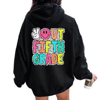 Peace Out Fifth Grade Dalmatian Dots Last Day Of School Women Oversized Hoodie Back Print - Monsterry DE