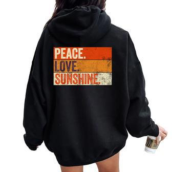 Peace Love Sunshine Mother Father Sun Lover Vintage Women Oversized Hoodie Back Print - Monsterry