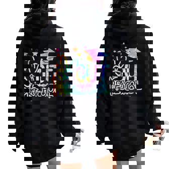 Peace Out Preschool Last Day Of School Pre-K Teacher Women Oversized Hoodie Back Print | Mazezy