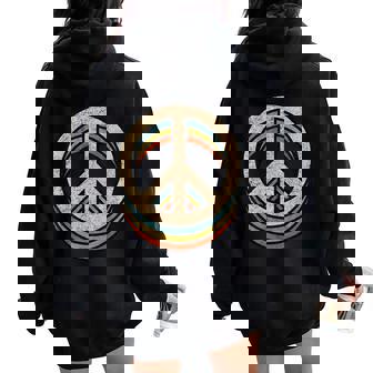 Peace Sign Cool Vintage 60S 70S 80S Casual Graphic Women Oversized Hoodie Back Print - Thegiftio