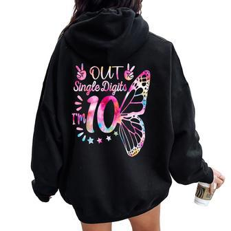 Peace Out Single Digits I'm 10Th Birthday For Girl Women Oversized Hoodie Back Print - Seseable