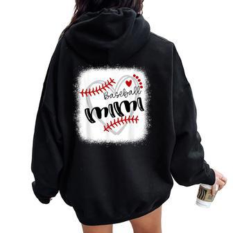 Personalized Baseball Heart Cute Mimi Baseball Women Oversized Hoodie Back Print - Thegiftio UK