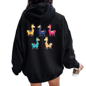 Peru Mountain Llama Alpaca Machu Picchu Women Oversized Hoodie Back Print - Thegiftio UK