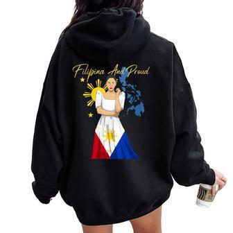 Philippines Pinay Filipina Pride Islands Flag Girl Women Women Oversized Hoodie Back Print - Thegiftio UK