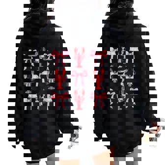Pink Bow Cute Coquette Crawfish Clean Girls Aesthetic Black Women Oversized Hoodie Back Print - Seseable