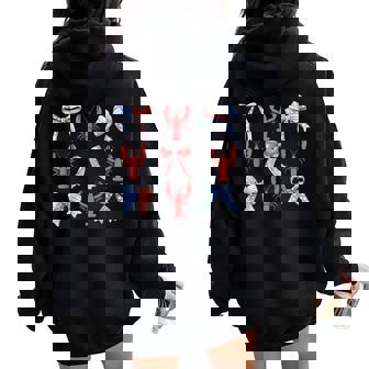 Pink Bows Cute Coquette Crawfish Y2k Clean Girl Aesthetic Women Oversized Hoodie Back Print - Thegiftio