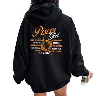 Pisces Girl Astrology Horoscope Zodiac Sign Birthday Women Oversized Hoodie Back Print - Seseable