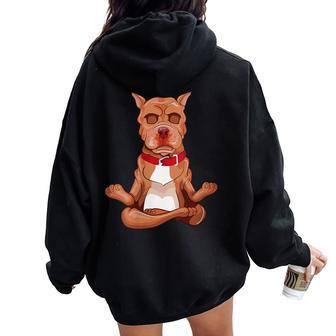 Pitbull Yoga Animal Lover Zen Dog Puppy Yogi Namaste Women Oversized Hoodie Back Print - Monsterry AU