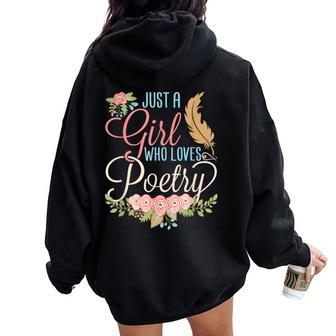 Poetry Poet Poem Lover Writer Reader Month Girls Women Oversized Hoodie Back Print - Monsterry