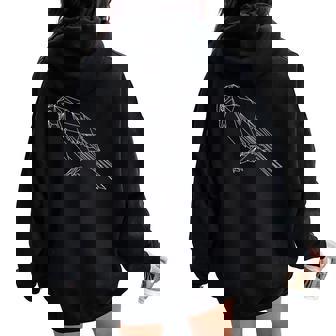 Polygonal Geometric Crow Raven Goth Gothic Girls Men Women Oversized Hoodie Back Print - Thegiftio