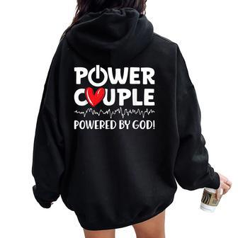 Power Couple Christian Couples Matching Valentines Day Women Oversized Hoodie Back Print | Mazezy UK