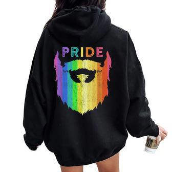 Pride Rainbow Beard Lgbtq Gay Pride Day Quote Saying Meme Women Oversized Hoodie Back Print - Monsterry AU
