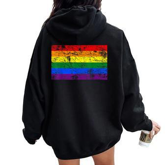 Pride Rainbow Flag Lgbt Gay Lesbian Vintage Women Oversized Hoodie Back Print - Monsterry AU