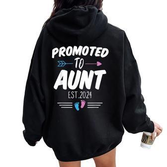 Promoted To Aunt Est 2024 Soon To Be Aunt Women Oversized Hoodie Back Print - Thegiftio UK