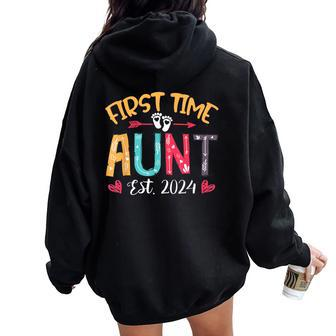 Promoted To Auntie Est 2024 Cute First Time Aunt Women Oversized Hoodie Back Print - Monsterry DE