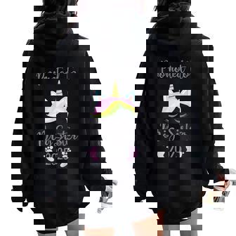 Promoted To Big Sister 2025 With Unicorn For New Baby Shower Women Oversized Hoodie Back Print | Seseable UK