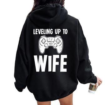 Promoted Bride Leveling Up To Wife Gaming T Women Oversized Hoodie Back Print - Monsterry AU