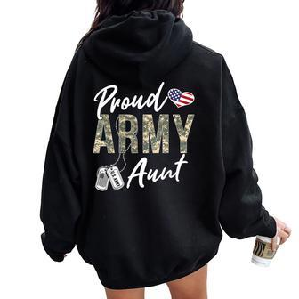 Proud Army Aunt Army Graduation Aunt Us Army Aunt Women Oversized Hoodie Back Print - Thegiftio UK