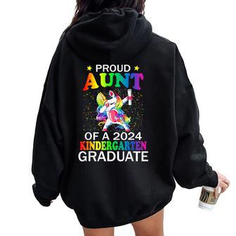 Proud Aunt Of A 2024 Kindergarten Graduate Unicorn Dab Women Oversized Hoodie Back Print - Monsterry DE