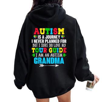 Proud Grandma Autism Awareness Month Grandson Granddaughter Women Oversized Hoodie Back Print - Seseable