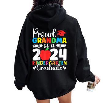 Proud Grandma Class Of 2024 Kindergarten Graduate Graduation Women Oversized Hoodie Back Print - Monsterry