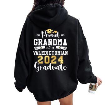 Proud Grandma Of A Valedictorian Class 2024 Graduation Women Oversized Hoodie Back Print - Thegiftio UK