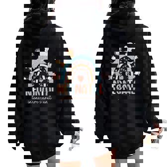 Rainbow Neonatal Intensive Care Unit Nicu Nurse Cute Animals Women Oversized Hoodie Back Print | Mazezy