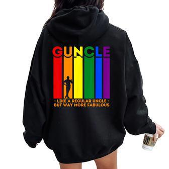 Rainbow Pride Flag Fabulous Guncle For Gay Uncle Women Oversized Hoodie Back Print - Thegiftio UK