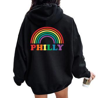Rainbow Pride Gay Lgbt Parade Philly Philadelphia Women Oversized Hoodie Back Print - Monsterry