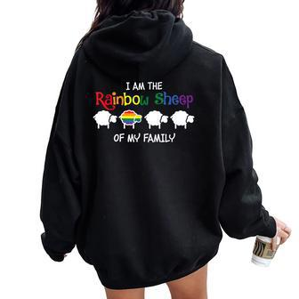 I Am Rainbow Sheep Of My Family Lgbt Gay Lesbian Pride Month Women Oversized Hoodie Back Print - Seseable