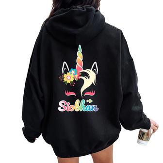 Rainbow Unicorn Siobhan Apparel Custom Name For Girls Women Oversized Hoodie Back Print - Seseable