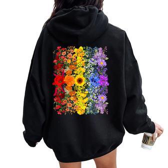 Rainbow Wildflowers Field Flowers Lgbtq Month Pride Month Women Oversized Hoodie Back Print - Monsterry UK