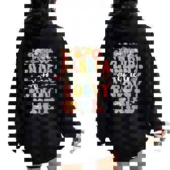 Retro Grandpa Of Groovy One Matching Family 1St Birthday Women Oversized Hoodie Back Print - Seseable